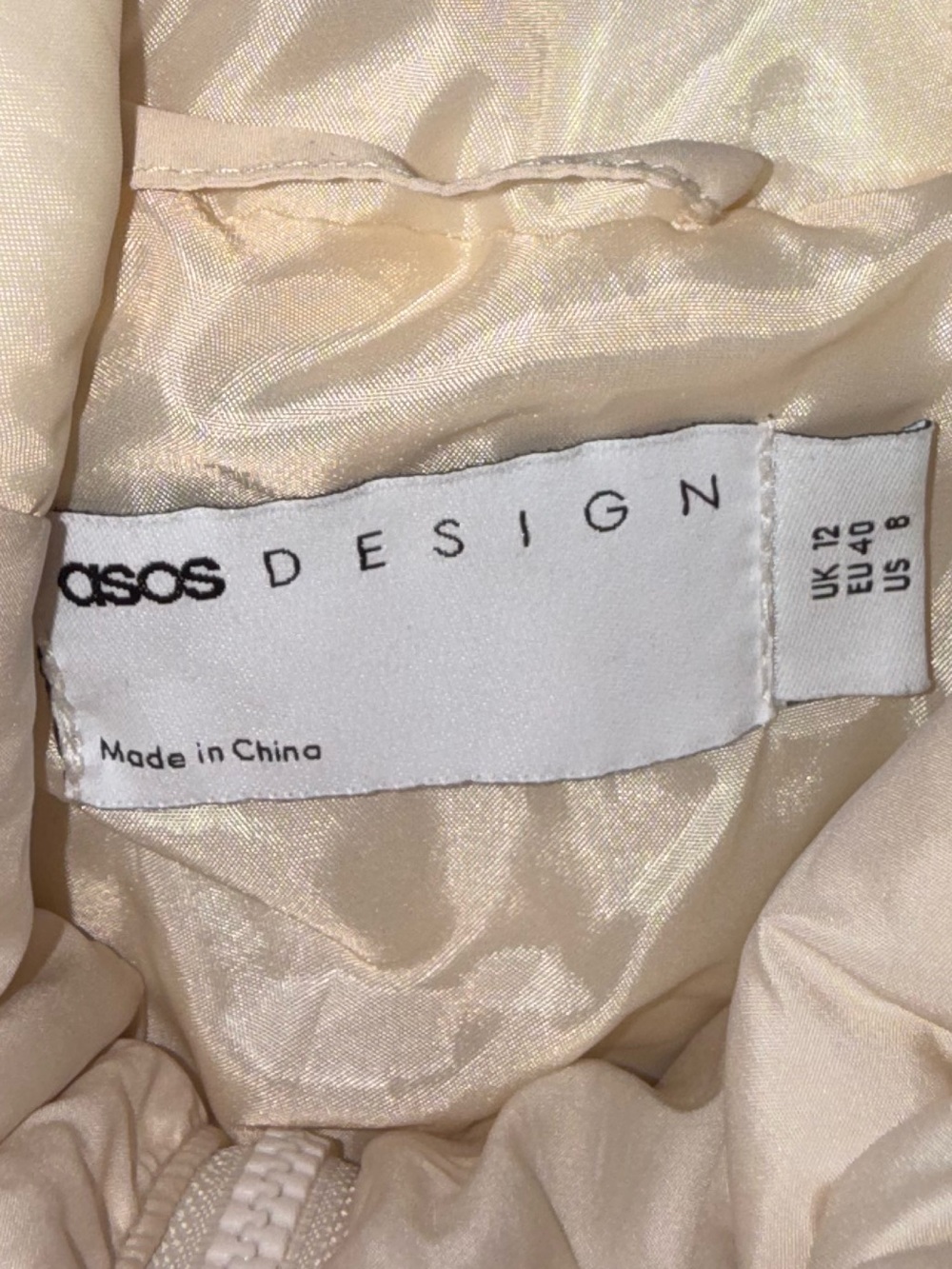 ASOS Design Ivory Cream Oversized Puffer Jacket US 8 Winter Coat - Picture 7 of 7